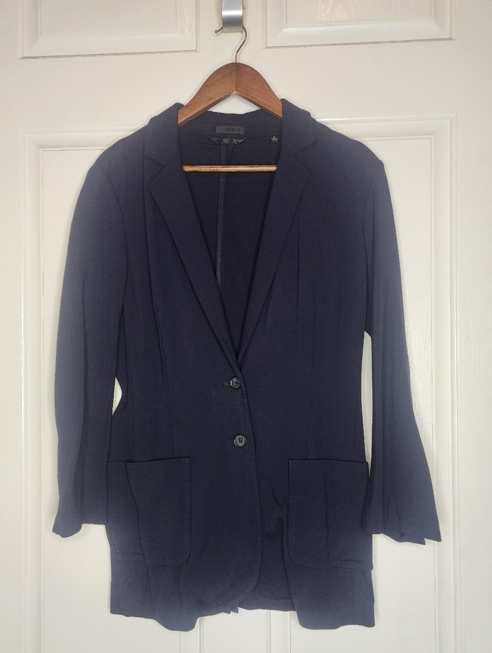 ATM Anthony Thomas Melillo Navy Blue Bonded Knit Blazer Jacket Small